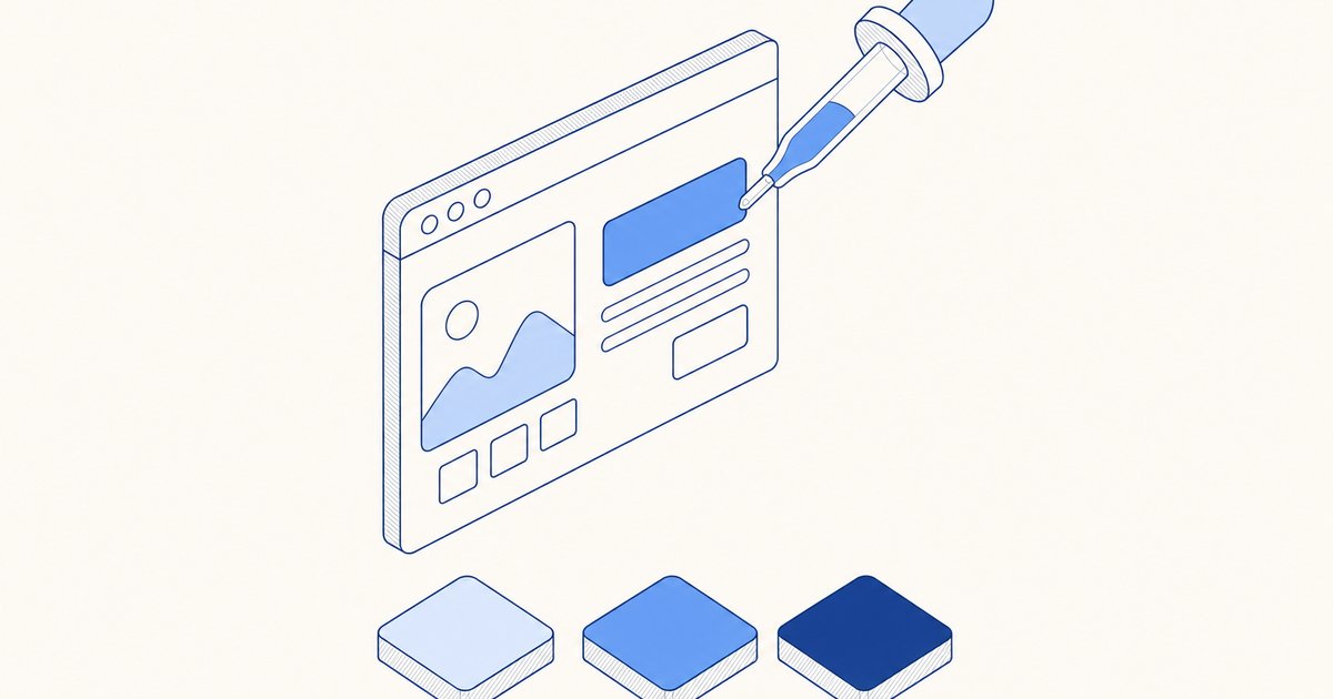 Illustration of a magnifier inspecting font specimens pulled from a website
